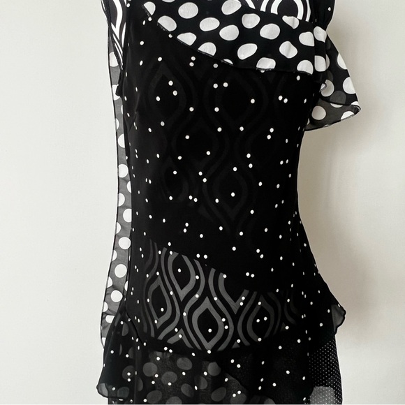 Vintage 90s Y2K Asymmetrical Tiered Polka Dot Baranda Top - Picture 6 of 15